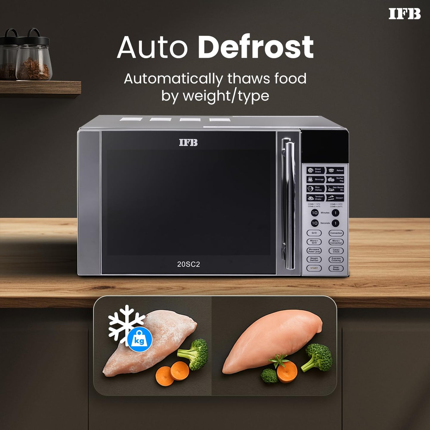 IFB 20 L Convection Microwave Oven (20SC2, Metallic Silver, With Starter Kit), STANDARD