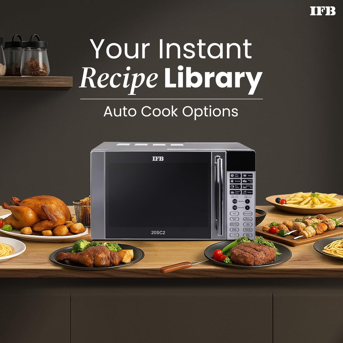 IFB 20 L Convection Microwave Oven (20SC2, Metallic Silver, With Starter Kit), STANDARD